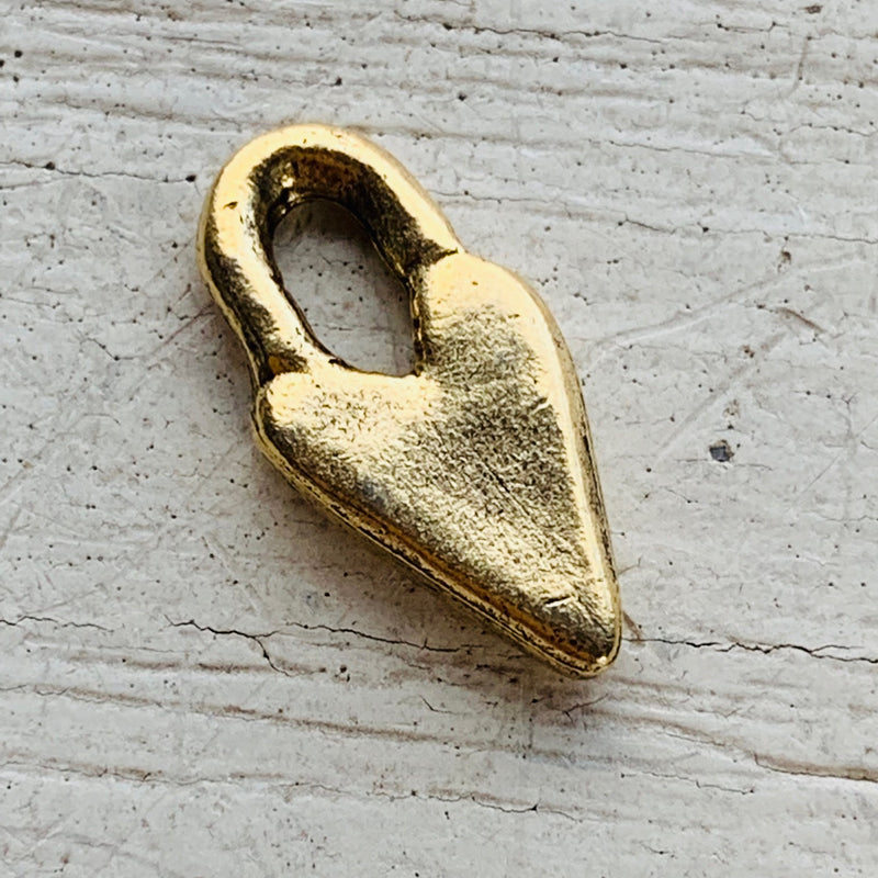 Rustic Flat Heart Charm, Gold