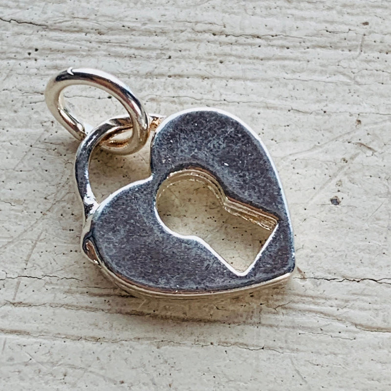 Heart and Keyhole Charm, Silver
