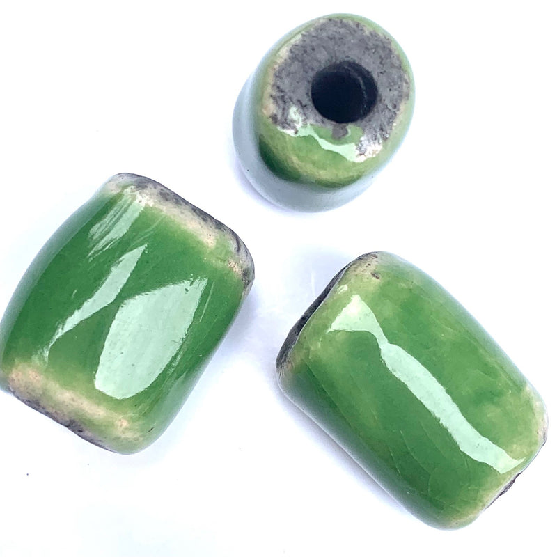 Barrel Ceramic Bead by Keith OConnor, Green