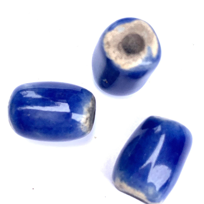 Barrel Ceramic Bead by Keith OConnor, Dark Blue