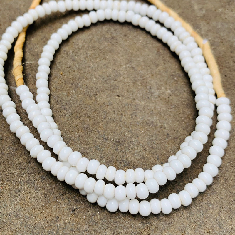 African Glass Seed Beads, White 4mm