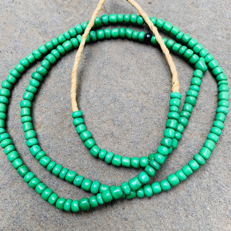 African Glass Seed Beads, Green 4mm