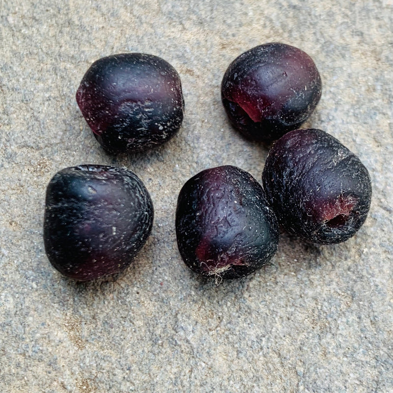 African Recycled Bottle Glass Beads, 10 mm Grape 6 beads