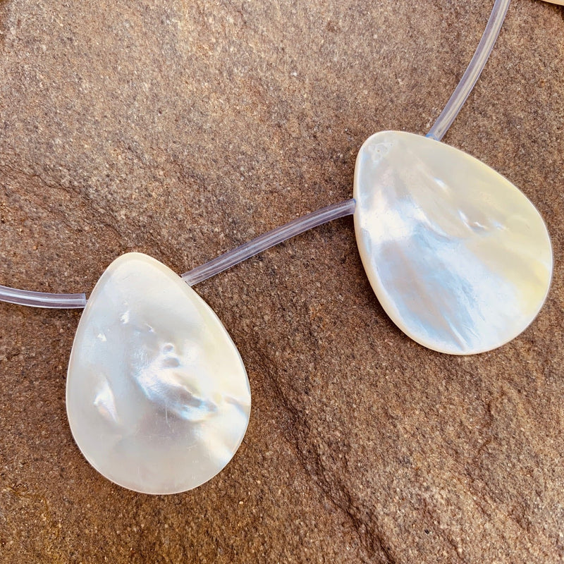 White Shell Tear Drop Beads, 10 Deads