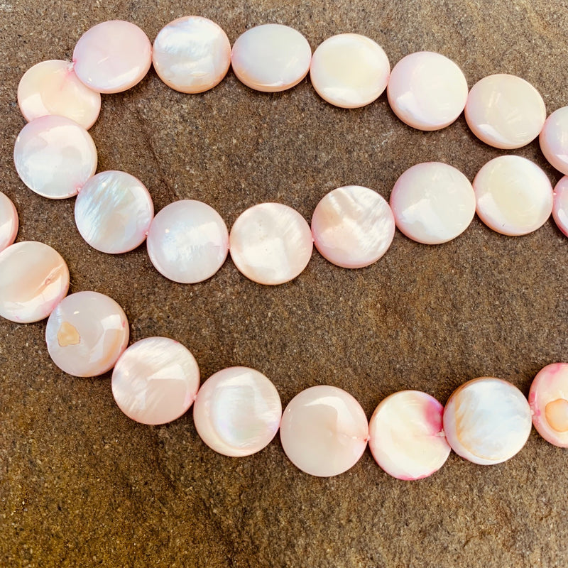 Pink Shell  Coin Beads, 12m