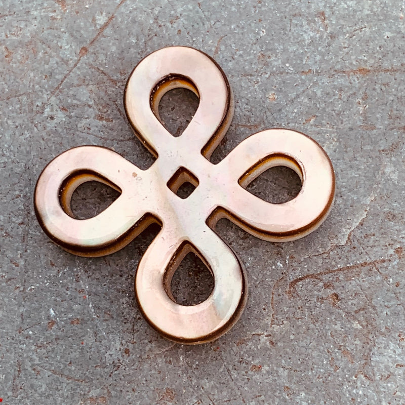 White & Lip Shell Floral Cut Out Pendant, 20mm