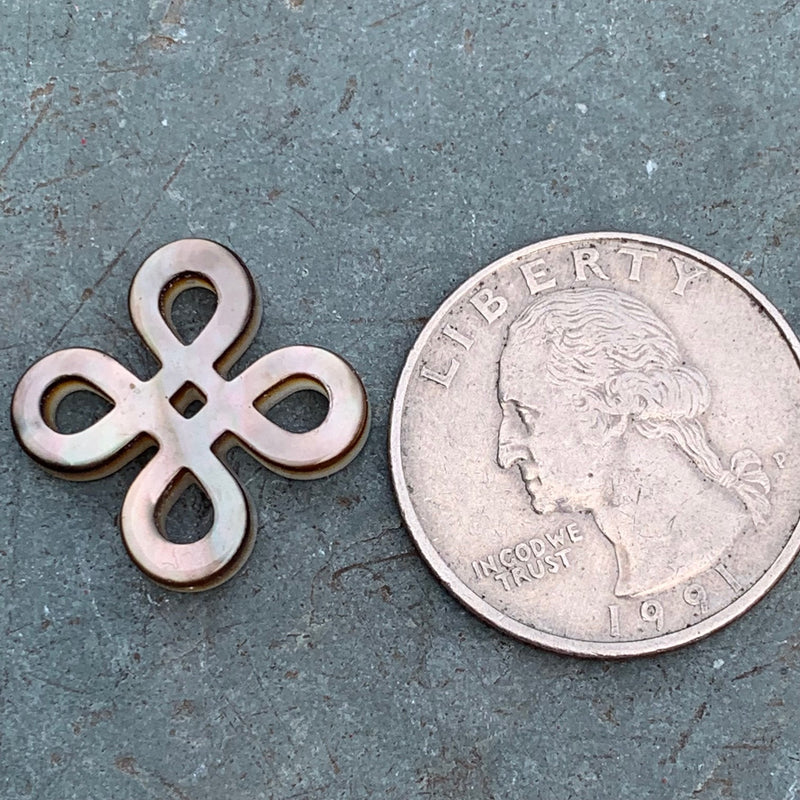 White & Lip Shell Floral Cut Out Pendant, 20mm