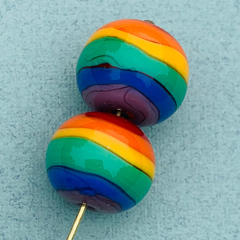 Rainbow Lampwork Round Beads , 10mm Pride Rainbow Colors