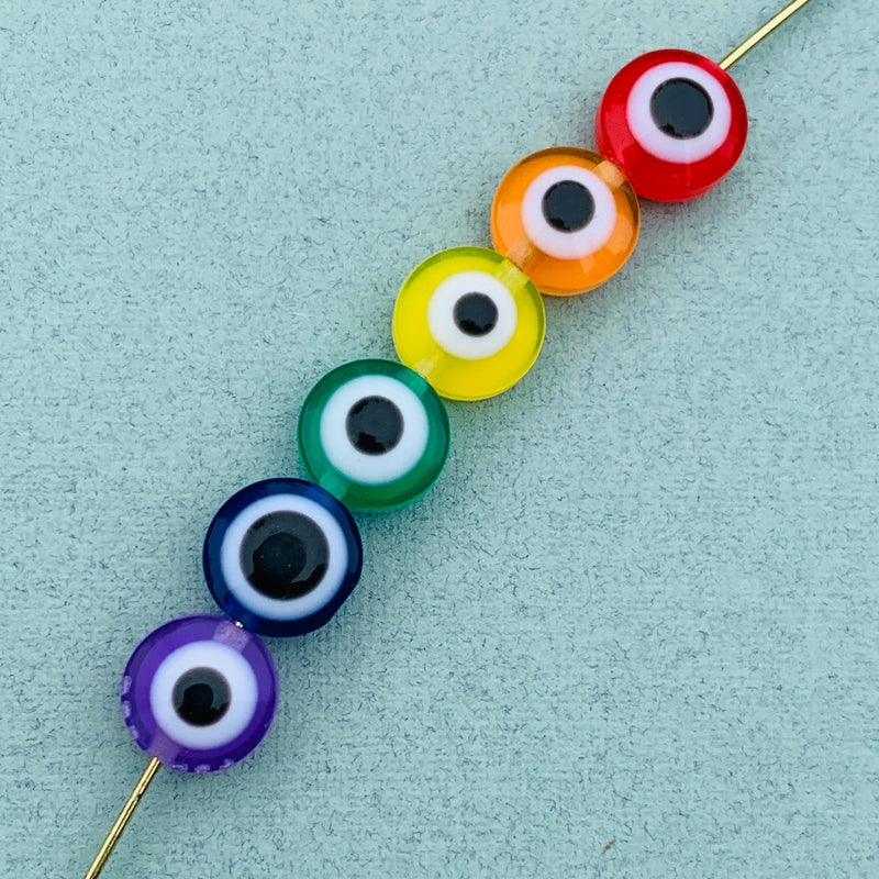 Evil Eye Beads , 8mm Pride Rainbow Colors