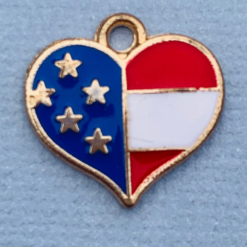 Flag Heart Charm, 16mm