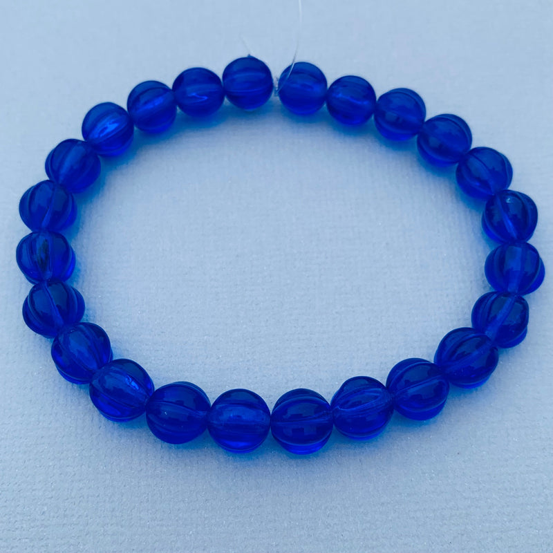 Melon Czech Glass Beads Flag Blue, 6mm