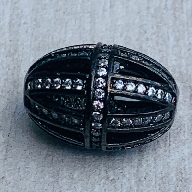 Zircon Barrel Filigree Bead, 12 x 17mm