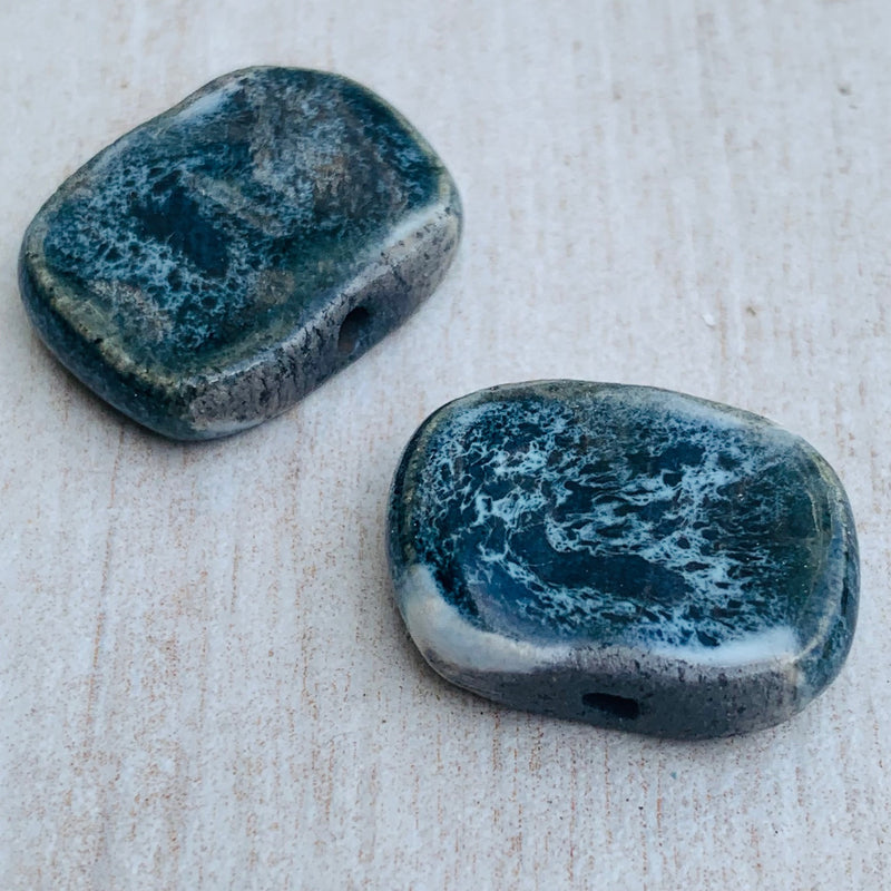 Chicklet Ceramic Bead by Keith OConnor, Black Grey