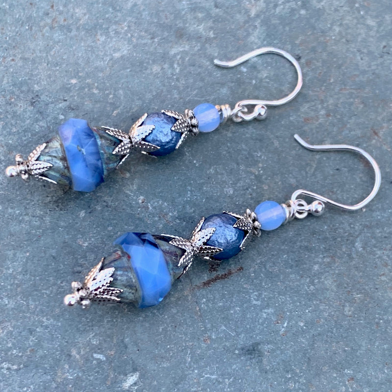 Vintage Style Czech Glass Earring in Periwinkle  $38.00