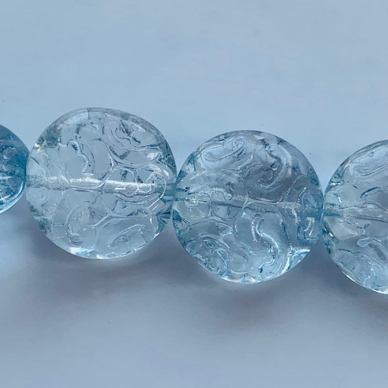 Button Coin Czech Beads Ice Blue 13mm
