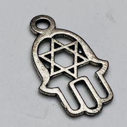 Star of David Hamsa Hand Charm, Silver