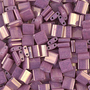 Square tila two holed bead Opaque dark orchid luster