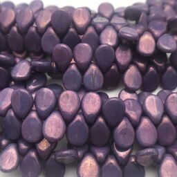 Opaque Purple Luster Pip Czech Glass Bead 7mm