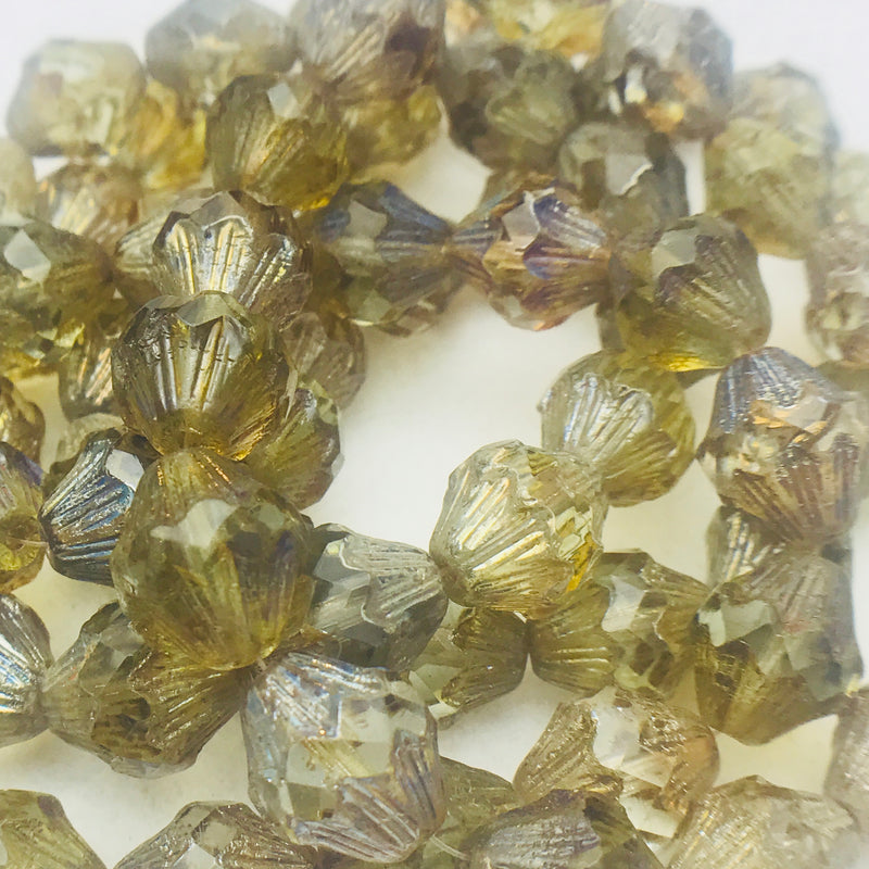 Baroque Bicone Czech Glass Beads 13x11mm Jonquil
