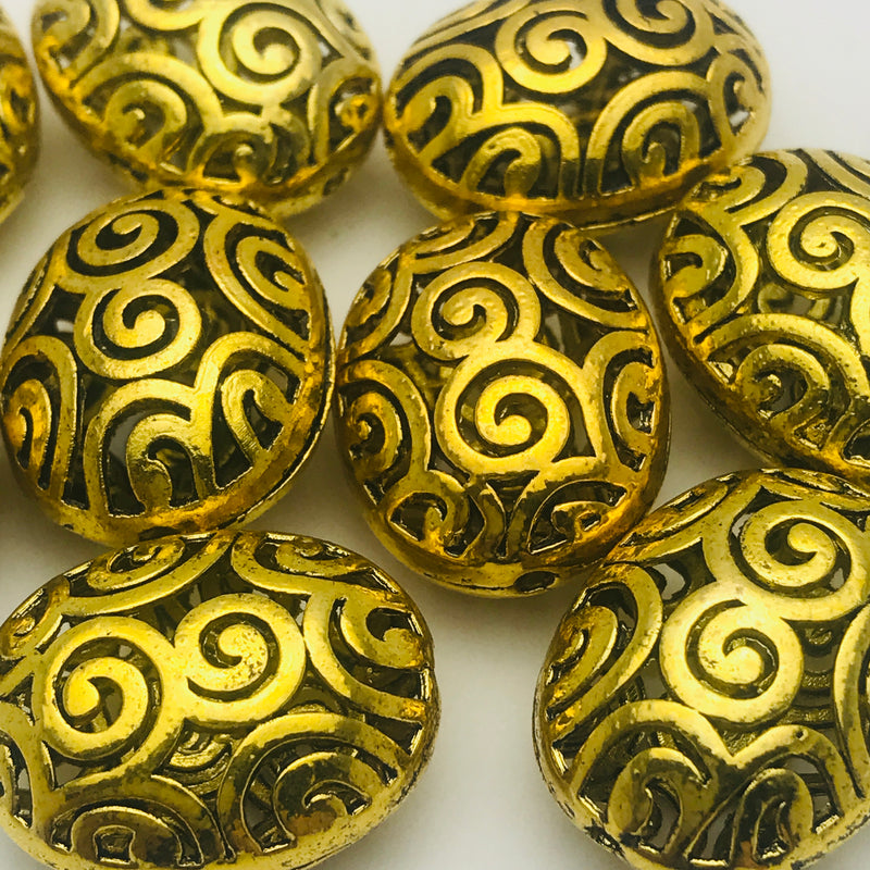 Gold Plated Filigree Oval Bead 21mm