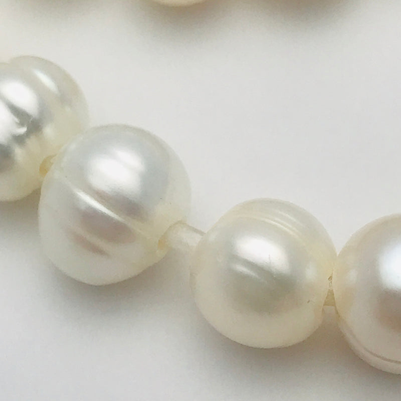 Large Hole White Round Cultured Pearls, 8mm