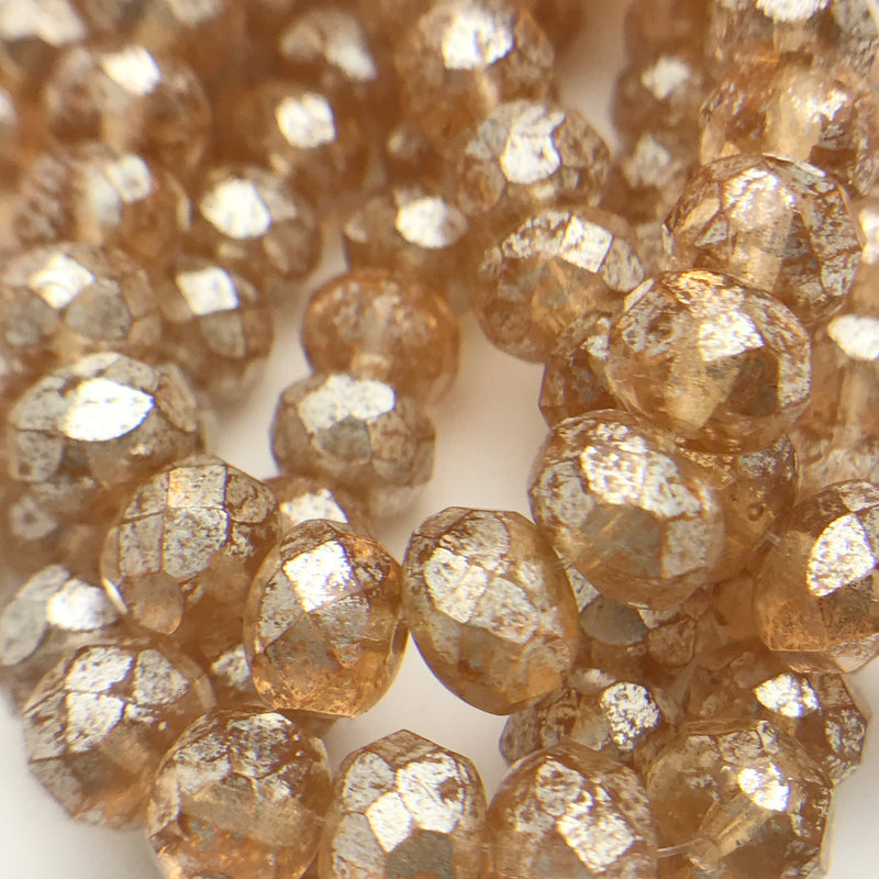 Copy of Rondelle Czech Glass Beads Peach Mercury Finish Mix 6x8mm