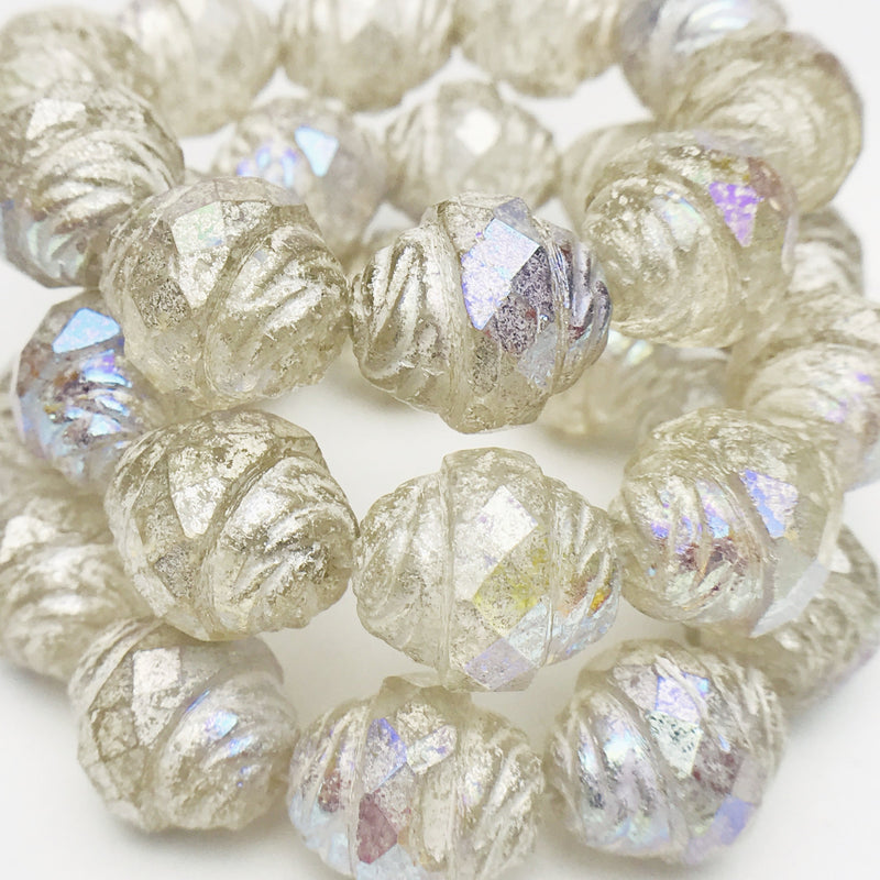 Turbine Czech Bead AB Mercury Finish 13x15mm