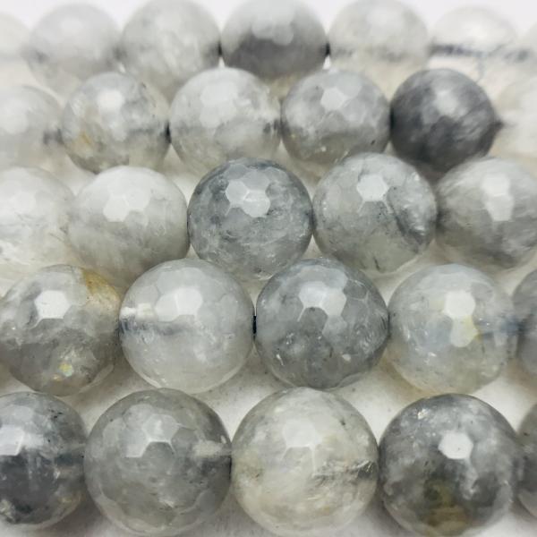 large hole faceted cloudy quartz grey