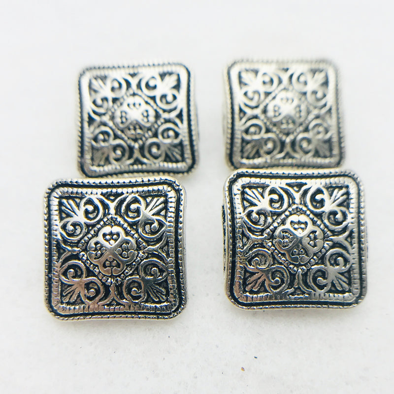 Silver Square Metal Button 16mm