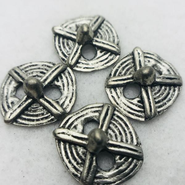 tribal button antique silver 16mm