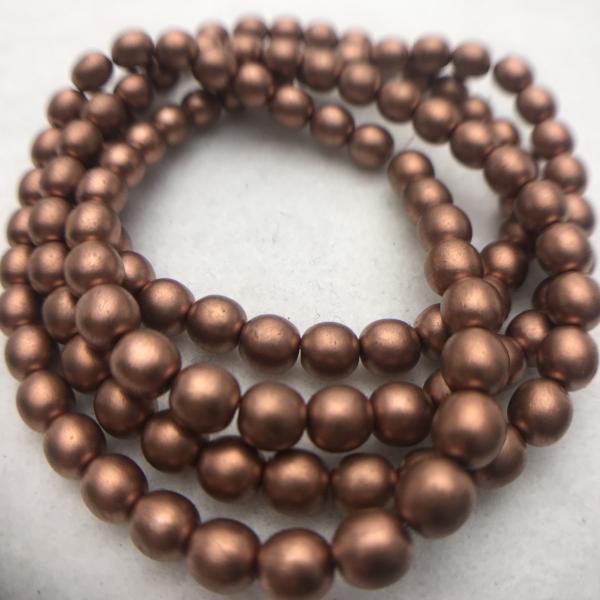 Druk Czech Glass Beads, Matte Copper, 6mm