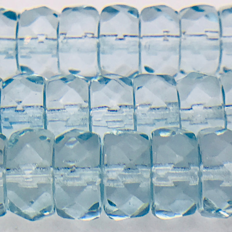 Faceted Rondelle Czech Glass Beads 4x8 mm Baby Blue