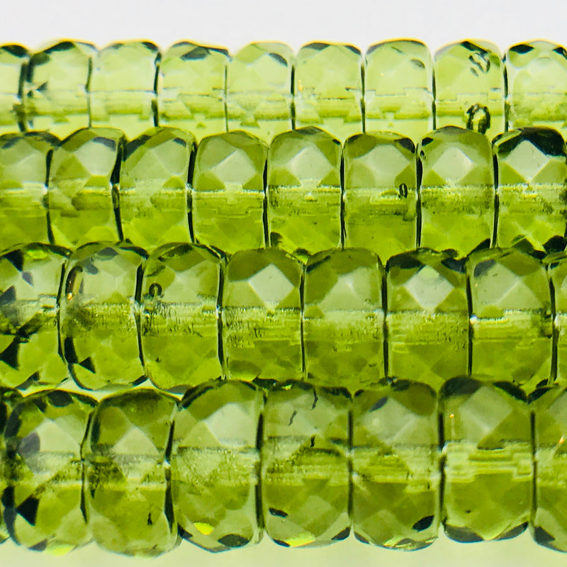 Faceted Rondelle Czech Glass Beads 4x8 mm Peridot