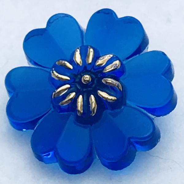 Flower Czech Button 22mm Sapphire