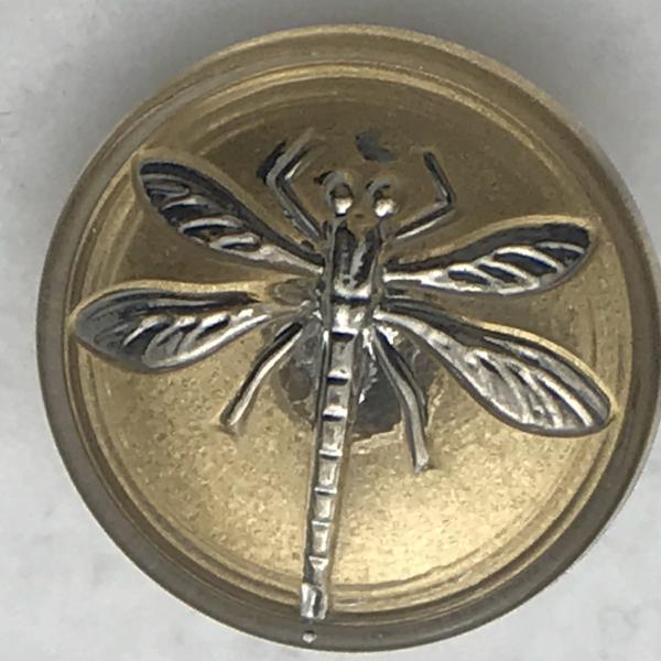 Dragonfly Czech Button 18mm Gold