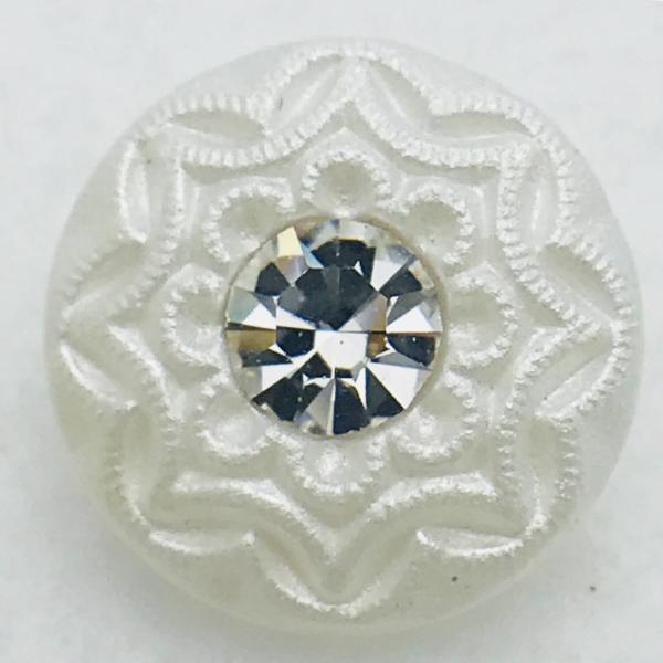 White with Sparkle Czech Button 18mm White