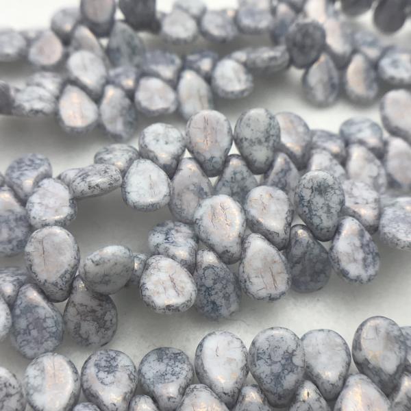 Blue Grey Luster Pip Czech Glass Bead 7mm