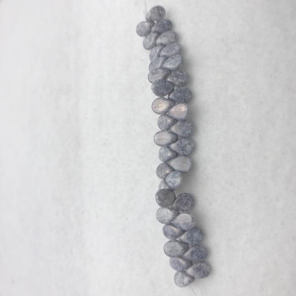 Blue Grey Luster Pip Czech Glass Bead 7mm
