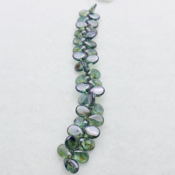 Aqua Travertine Pip Czech Glass Bead 7mm