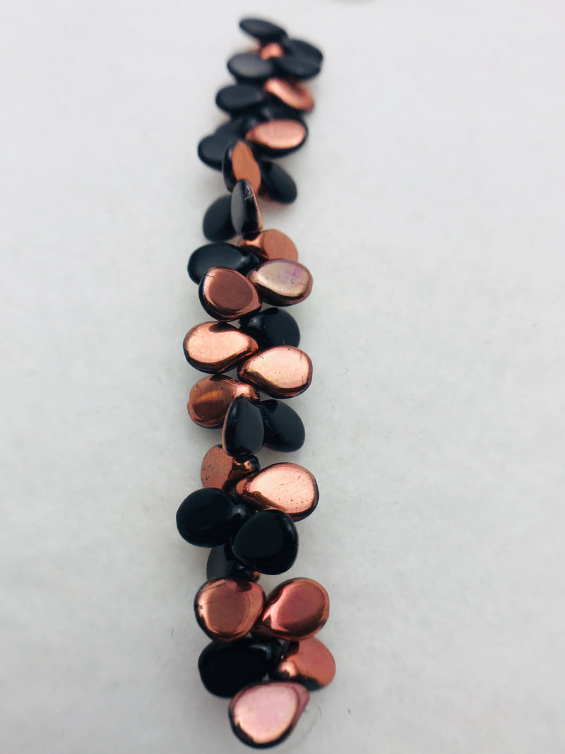 Jet Copper Pip Czech Glass Bead 7mm