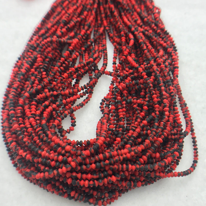 Matte Finish Stones, 1.5mm, Red & Black