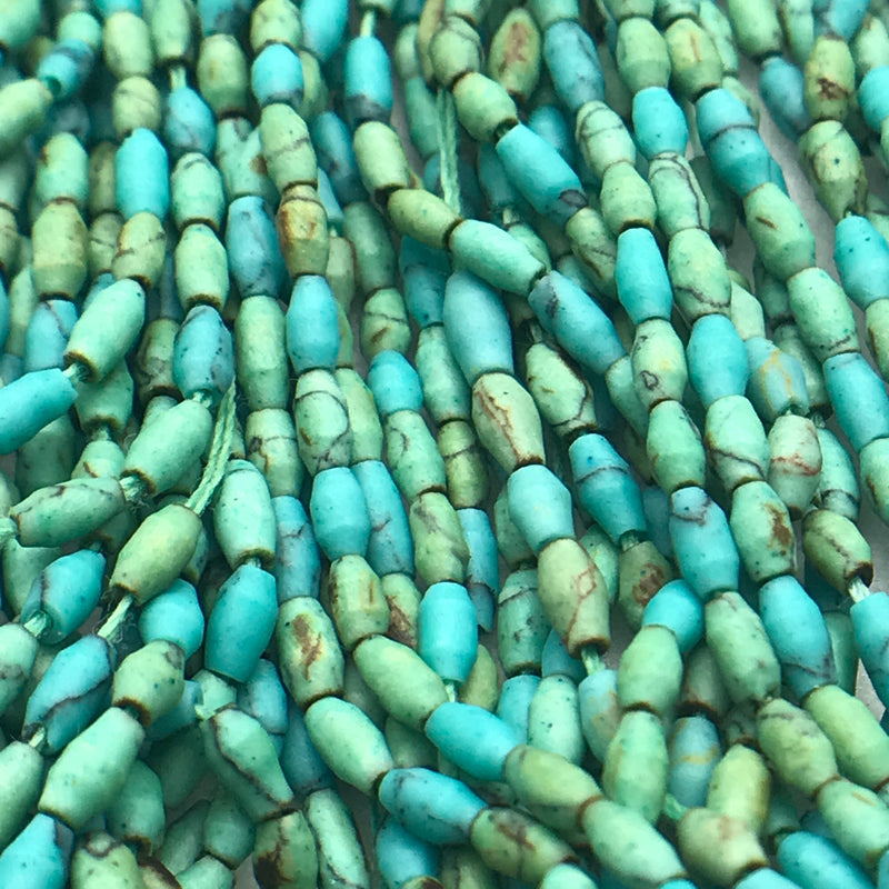 Matte Finish Stones, 2x5mm Tubes, Blue Green