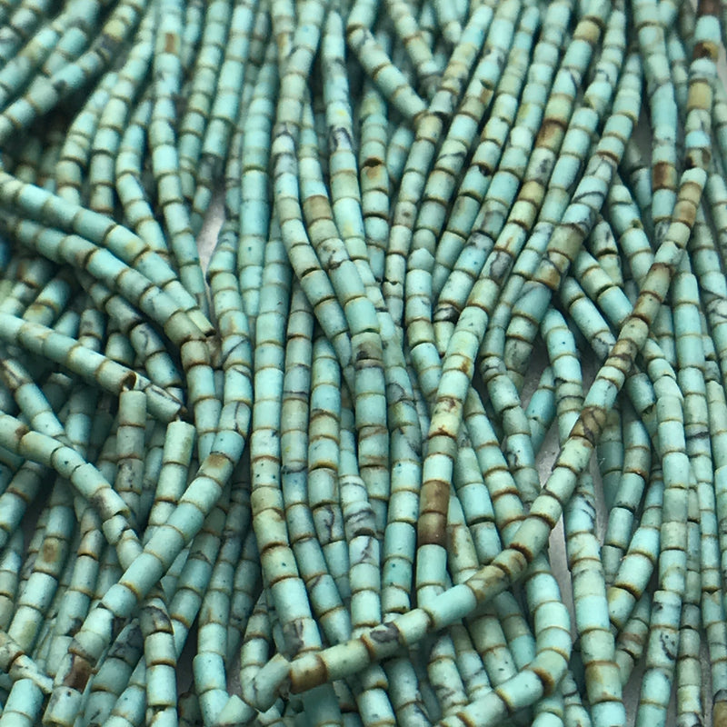 Matte Finish Stones, 1.5mm Tubes, Turquoise & Brown