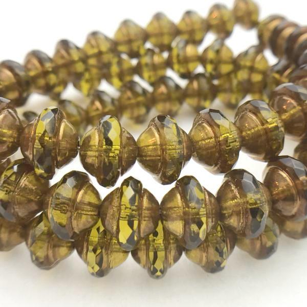 Saturn Czech Glass Beads Green Olive