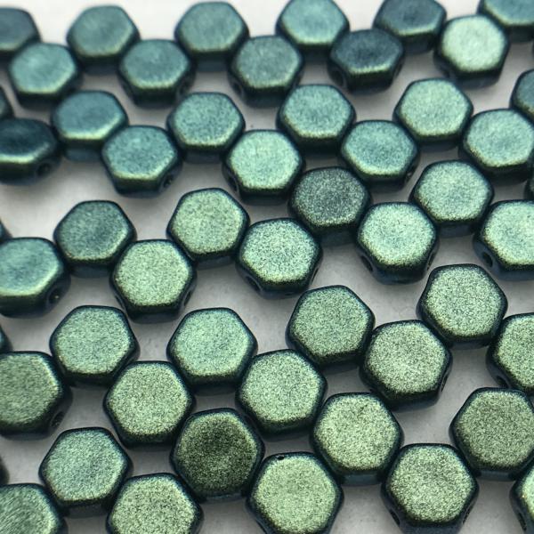 Evergreen Suede Honeycomb 2 Hole Czech Beads 6mm