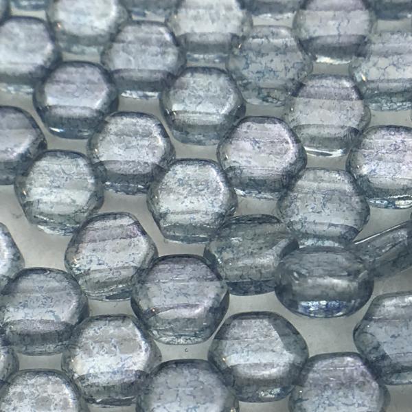 2 Hole Transparent Silver Honeycomb Czech Glass Beads
