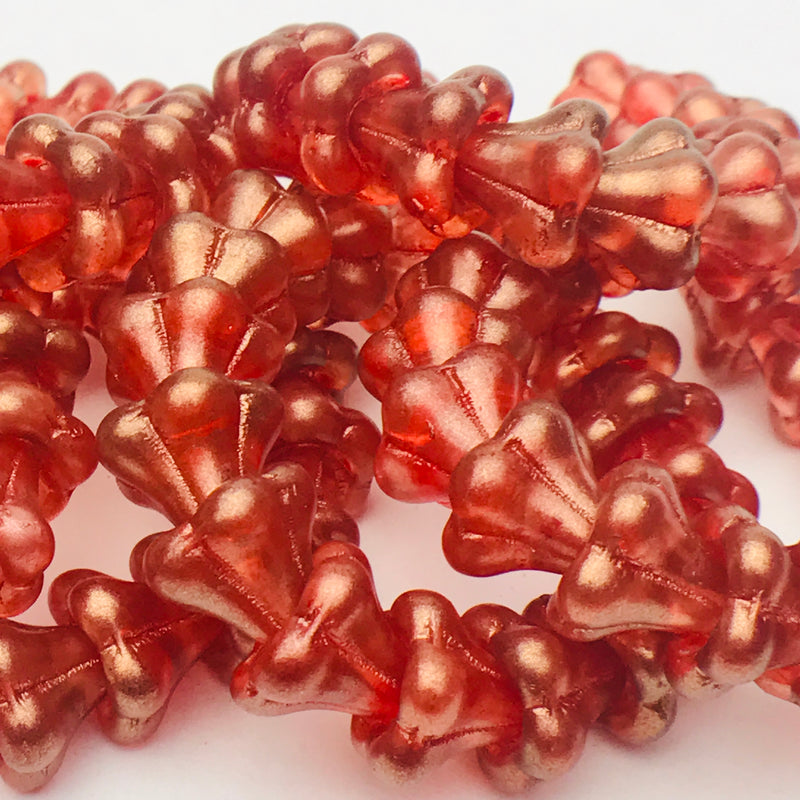 Alloy Orange Czech Glass Flowers 6x9mm