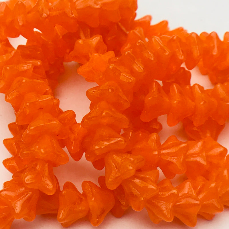 Orange Czech Glass Flowers 6x9mm