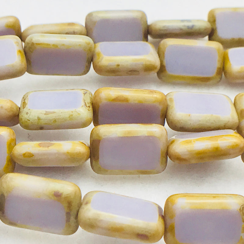 Rectangle Table Cut Czech Glass Beads Lavender 12x8mm