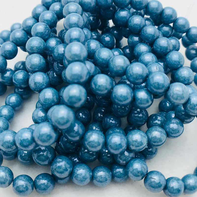 Druk Czech Glass Beads, Denim Opaque, Matte, 6mm